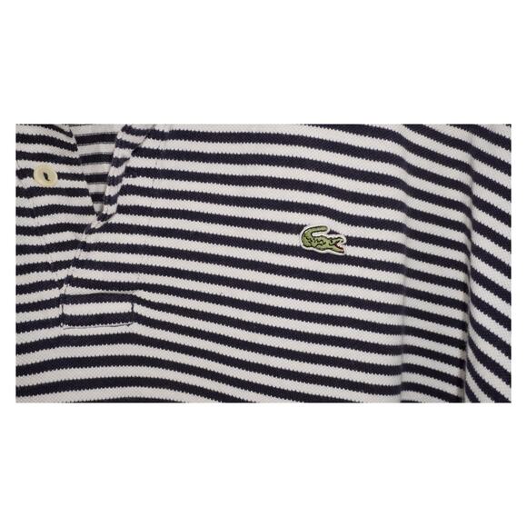 Vintage Lacoste Polo Shirt Size 8 Oversized 2XL Navy White Striped Made i France - Picture 4 of 9